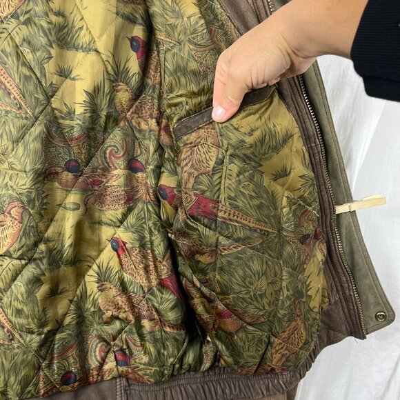 Vintage 90s Leather Bomber Jacket Men L Oversize Aviator Distressed Slouch Baggy - Picture 14 of 16